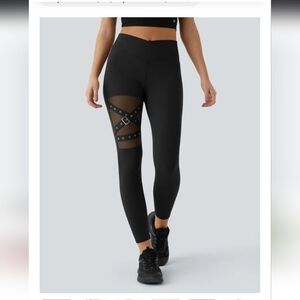 HALARA Black Mesh Strap Leggings